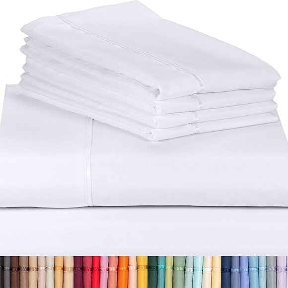 LuxClub 6 PC Sheet Set Sheets Deep Pockets 18" Eco Friendly Wrinkle Free Sheets - Picture 2 of 11